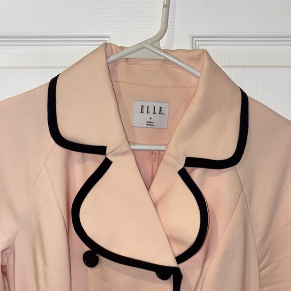 Elle Pink Double-Breasted Coat with Black Trim - Picture 11 of 17